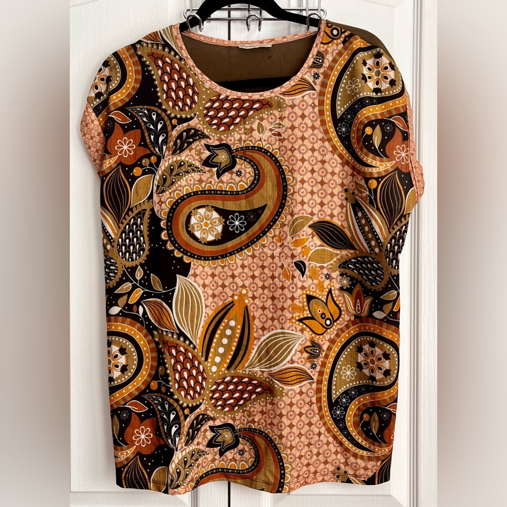 ZARA WOMENS TOP, FALL COLOR PRINT, size large